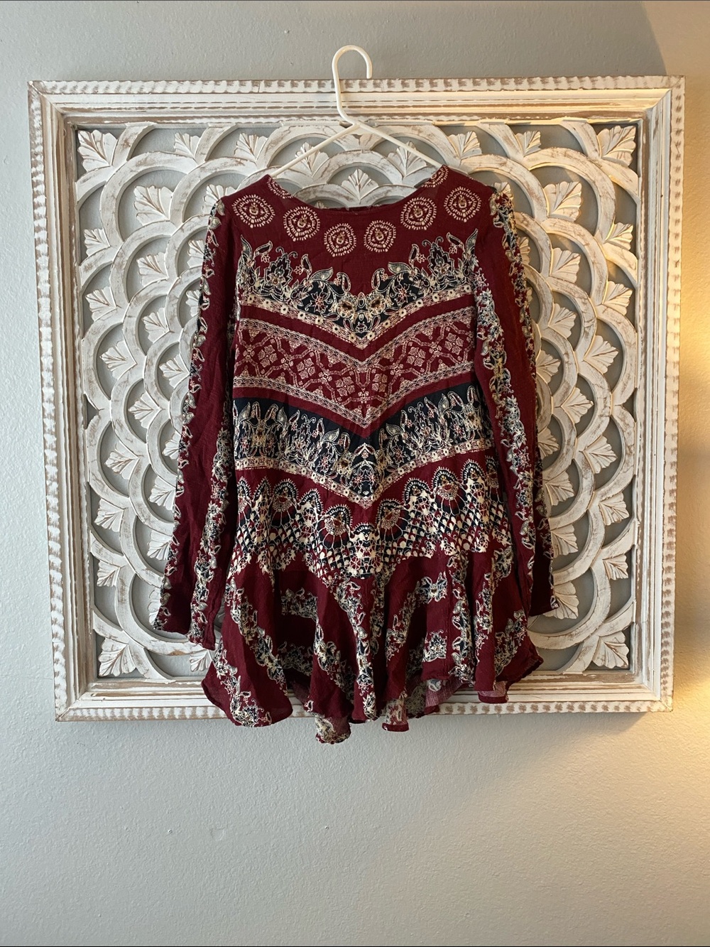Free People Burgundy Boho Printed Tunic